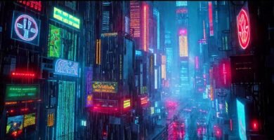 Ciudad cibernética futurista