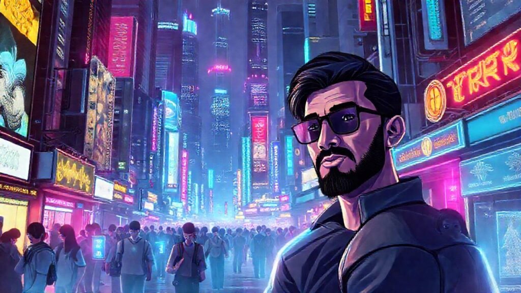 Ciudad cyberpunk futurista