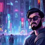 Ciudad cyberpunk futurista