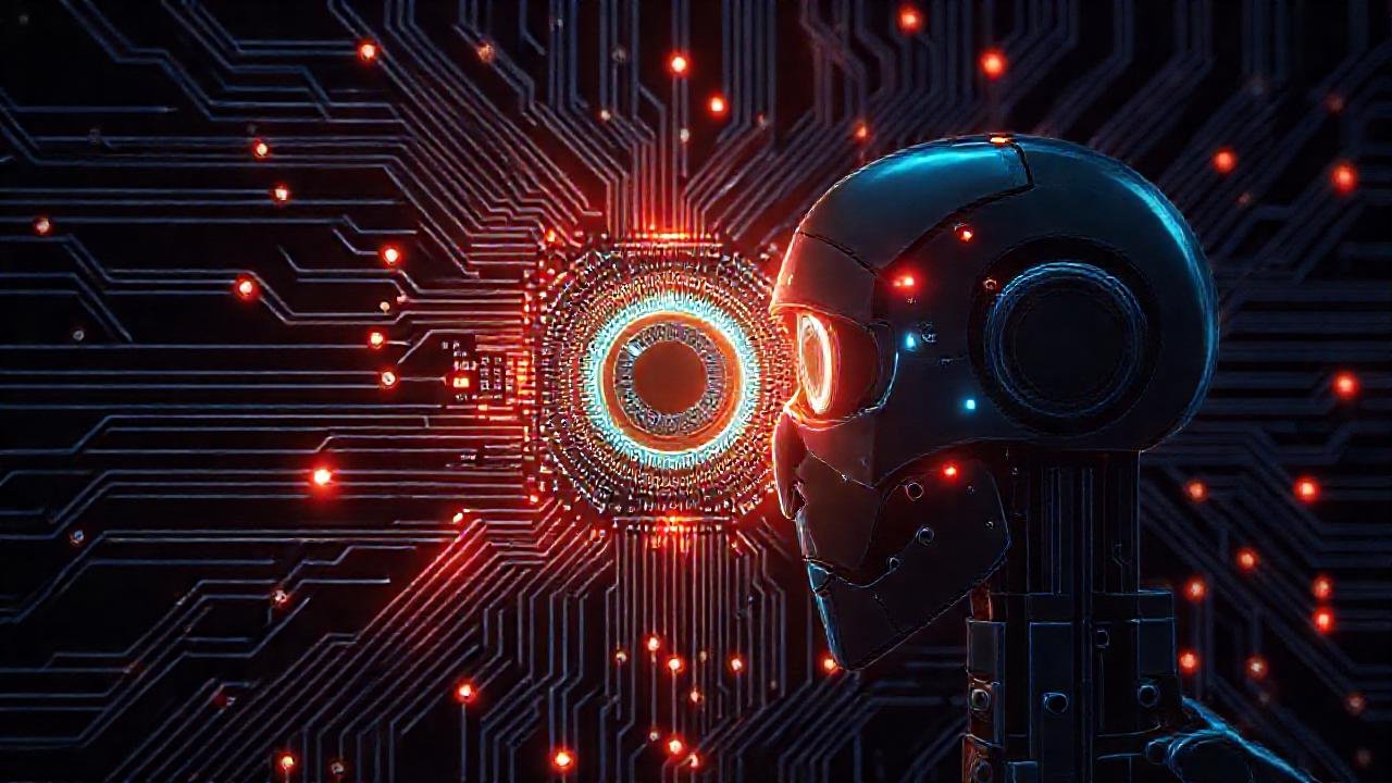 Circuito futurista inteligente y seguro brilla