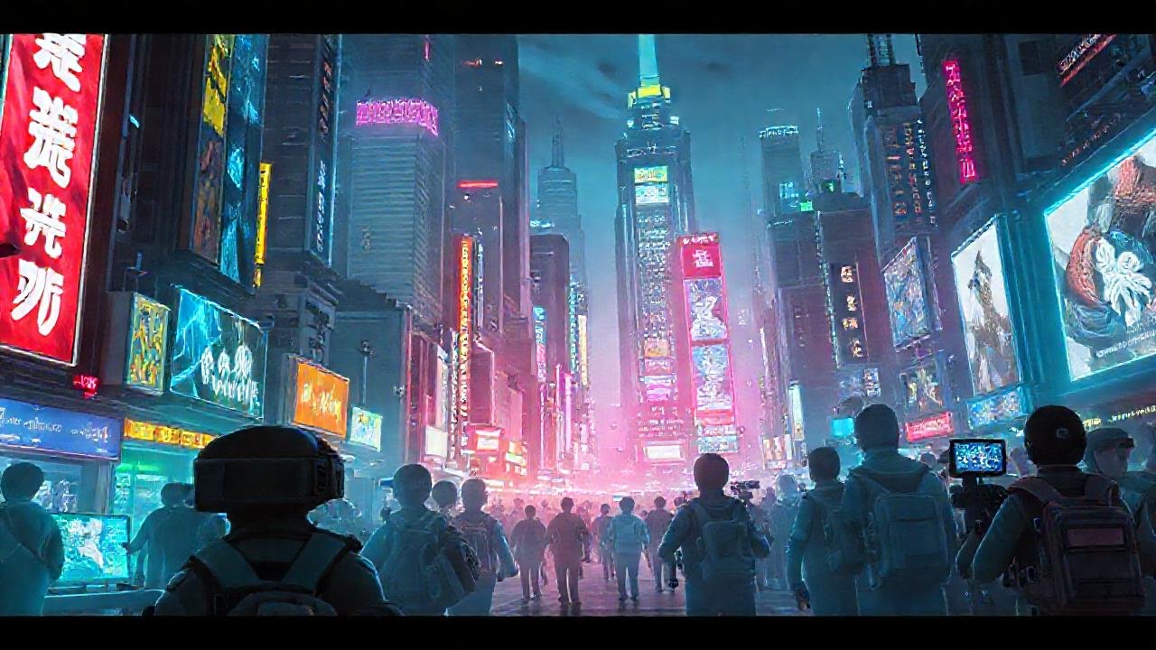 Ciudad futurista, vibrante e innovadora