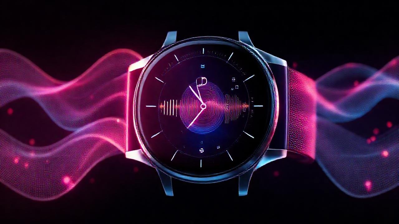 Reloj inteligente futurista, vibrante y minimalista