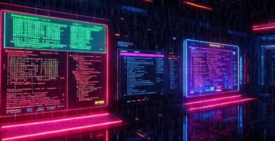 Interfaz cyberpunk digital