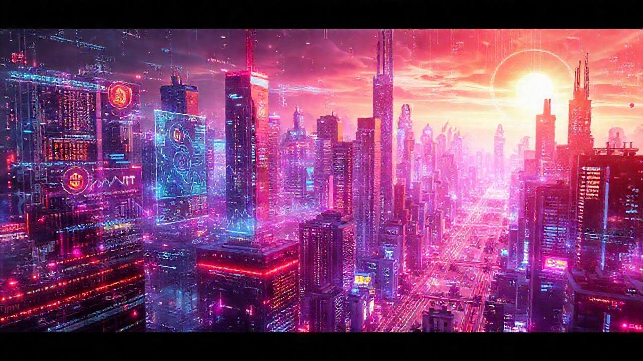 Ciudad futurista digitalmente vibrante y avanzada