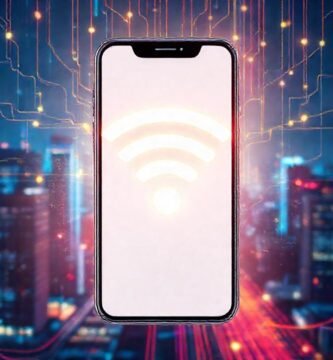 Smartphone emite datos digitales en la ciudad