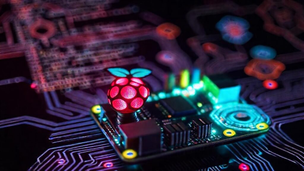 Pi con código y tecnología brillante