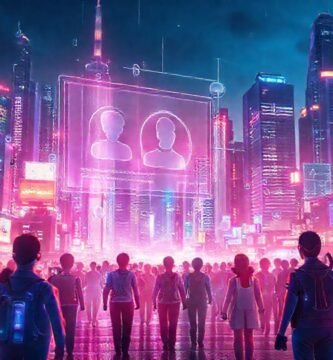 Ciudad futurista digitalmente vibrante e inteligente