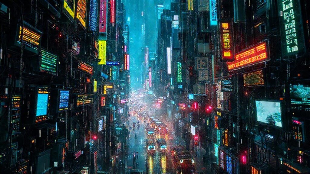 Ciudad cibernética: caos digital y luces
