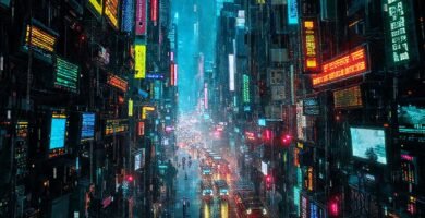 Ciudad cibernética: caos digital y luces