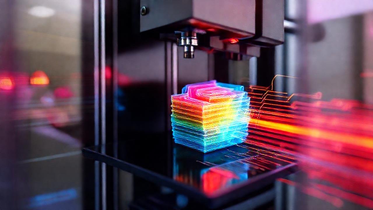 Impresora 3D: diseño técnico y vibrante