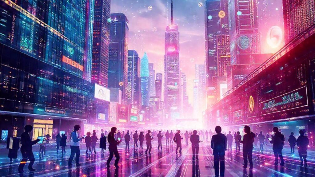 Ciudad futurista: tecnología y diversidad conectada