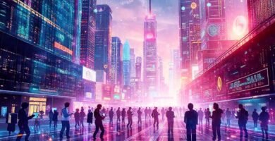 Ciudad futurista: tecnología y diversidad conectada