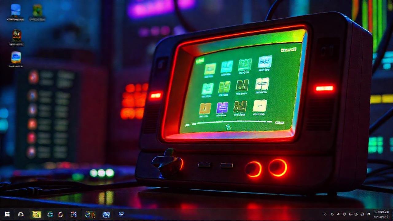 Consola retro con interfaz colorida