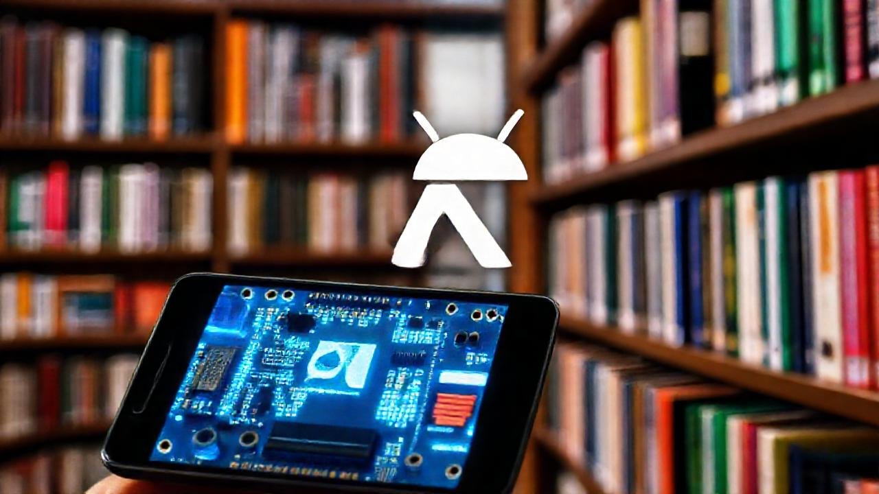 Tecnología moderna y colorida en biblioteca