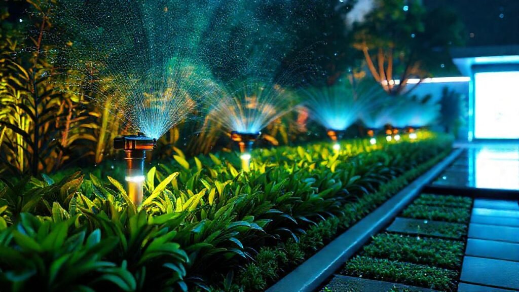 Jardín futurista inteligente y luminoso