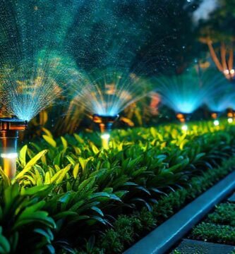 Jardín futurista inteligente y luminoso