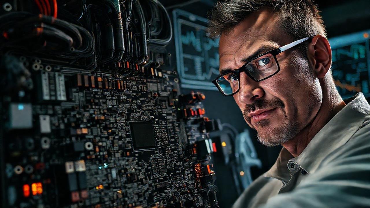 Ingeniero diagnostica PCB con precisión