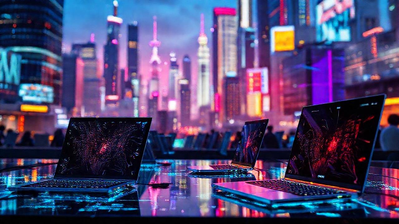 Ciudad futurista digitalmente brillante y tecnológica