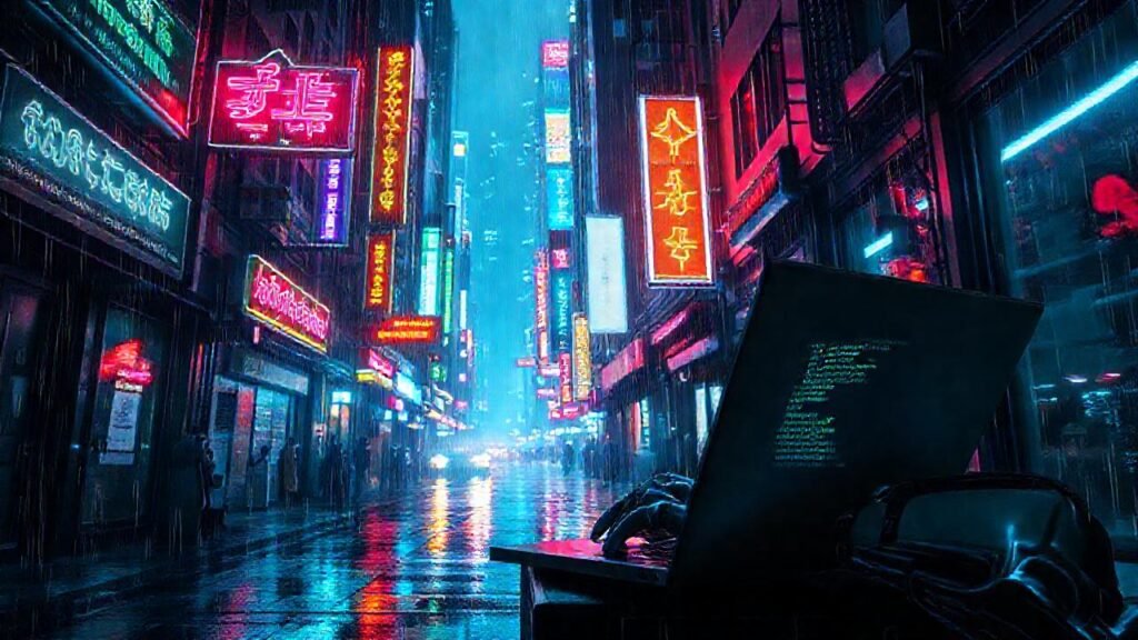 Ciudad cyberpunk brillante