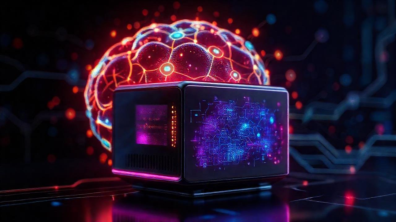 PC futurista aprende en colores vibrantes