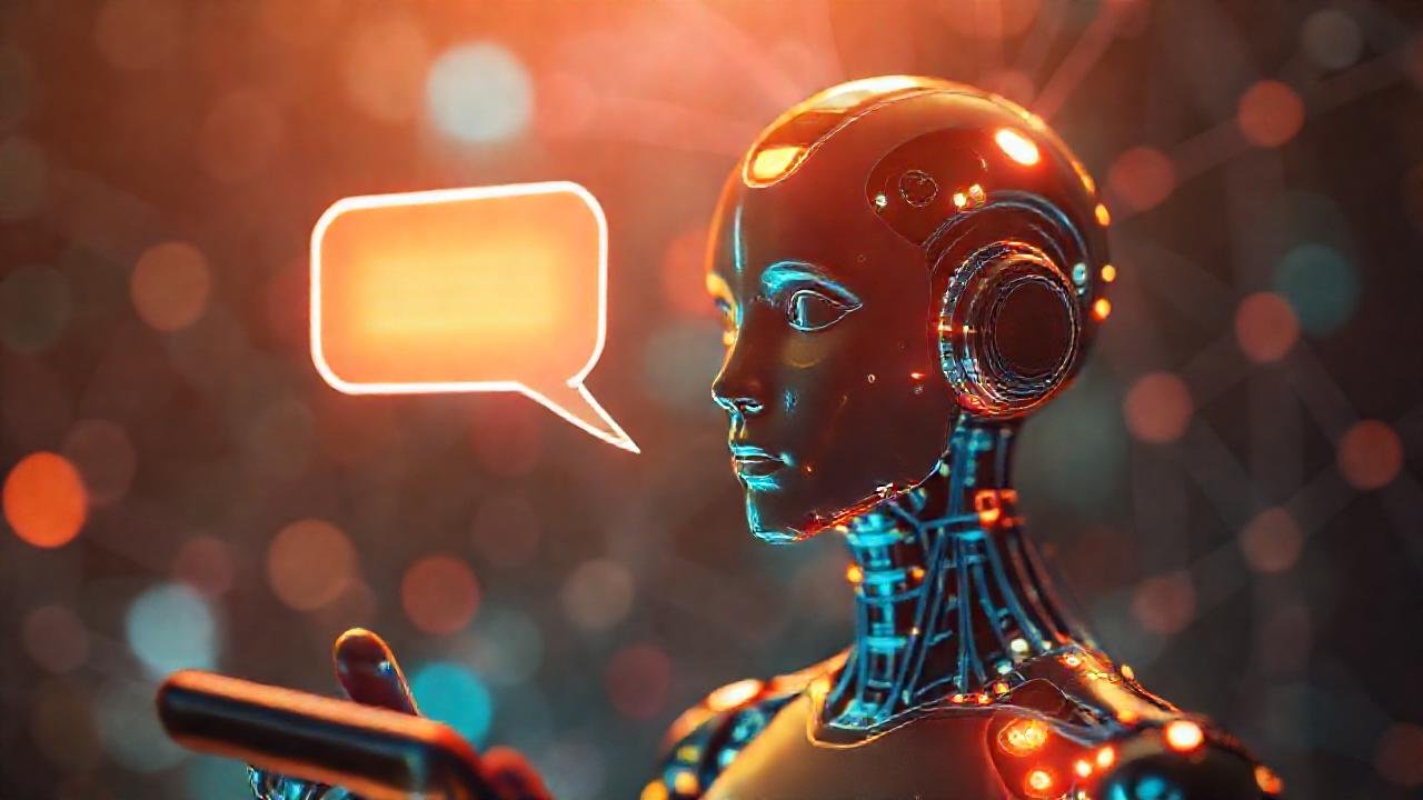 Chatbot futurista ilumina una interfaz digital