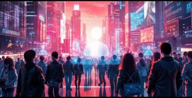 Ciudad futurista tecnológica