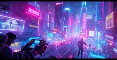 Ciudades futuristas brillan con energía digital