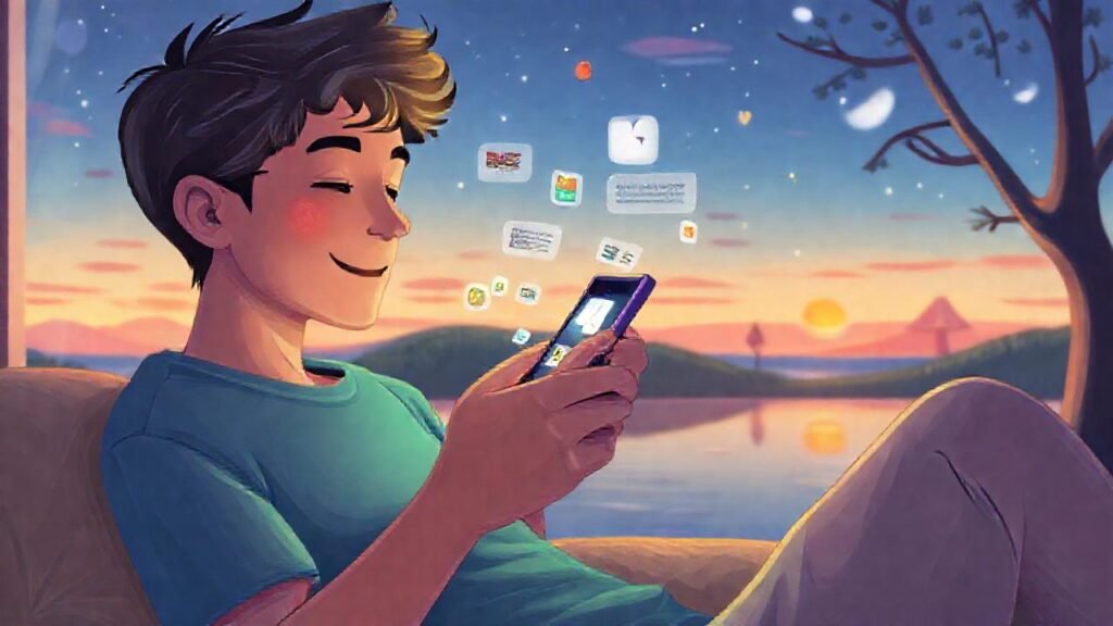 Un smartphone ilumina una paz digital