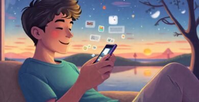 Un smartphone ilumina una paz digital