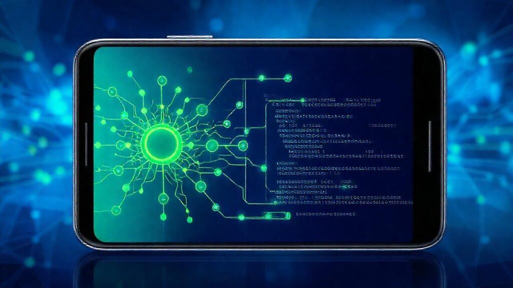 Un teléfono Android optimizado visualmente futurista