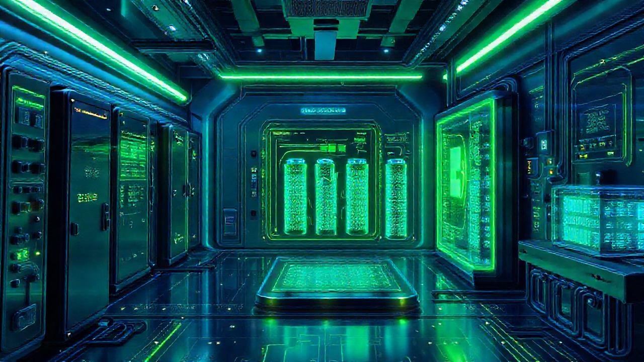 Laboratorio futurista de baterías avanzadas y brillantes