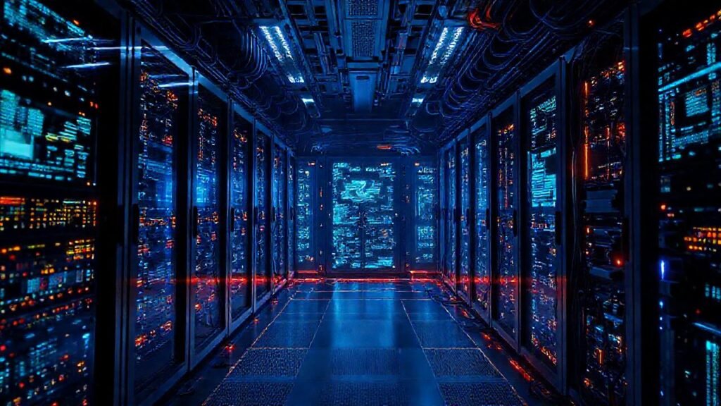 Una sala de servidores futurista