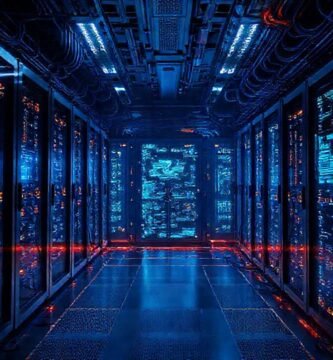 Una sala de servidores futurista