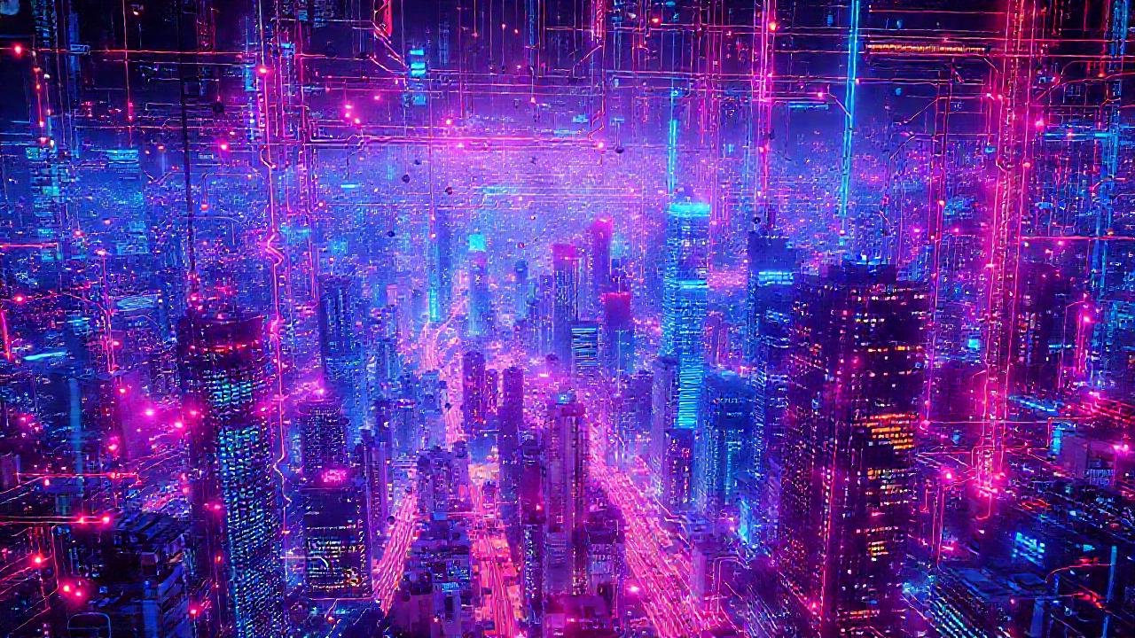 Una ciudad futurista digitalmente brillante emerge