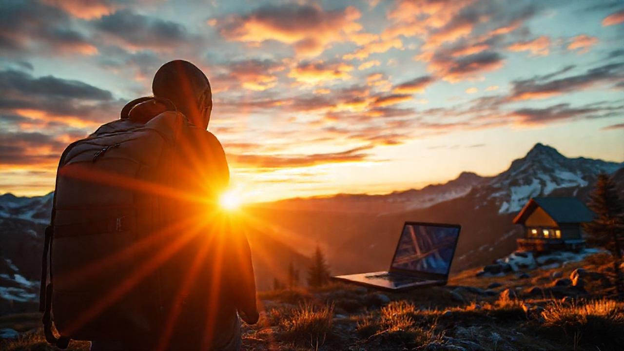 Mochila para PC, paisajes y luz vibrante