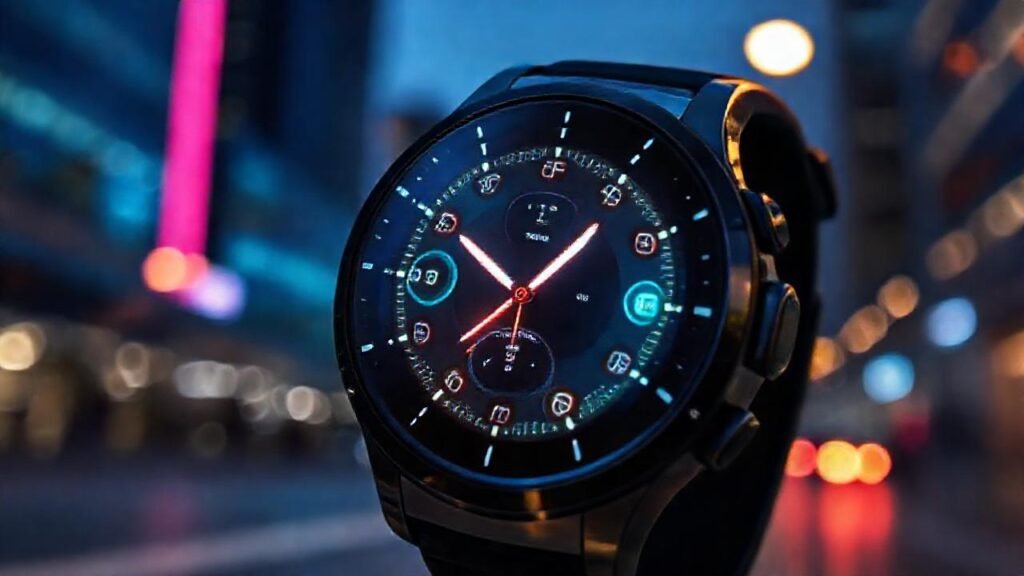 Un reloj inteligente futurista paga visualmente