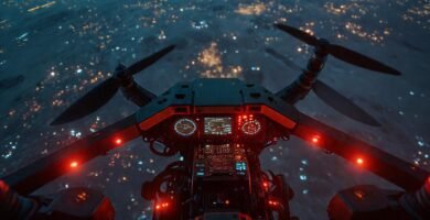 Cockpit de dron tecnológico y futurista