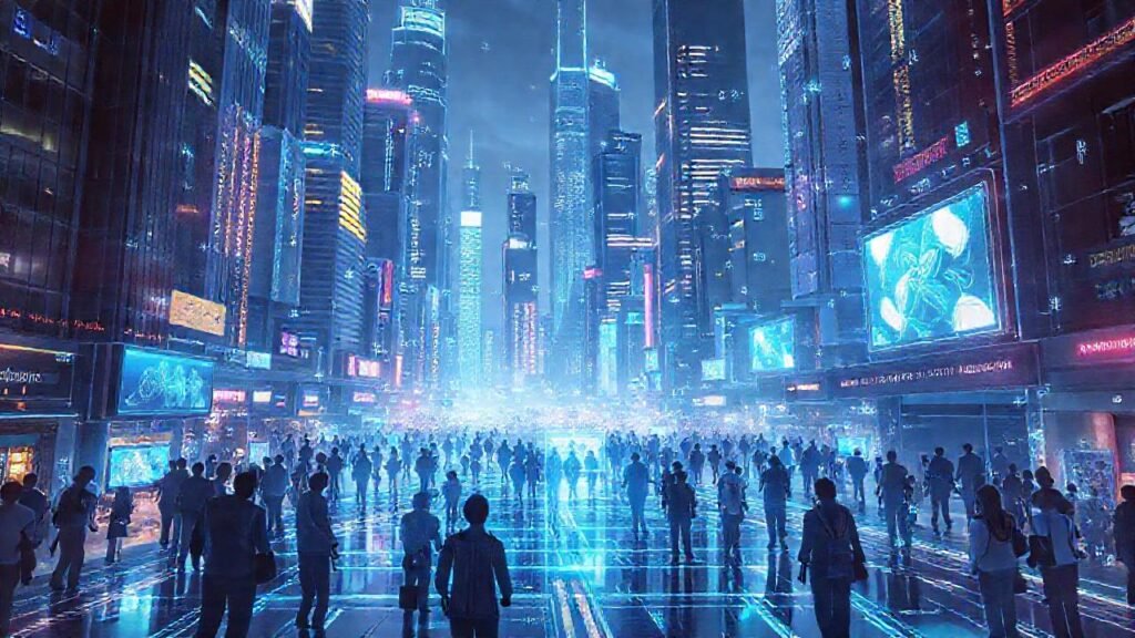 Ciudad futurista interactúa con realidad aumentada