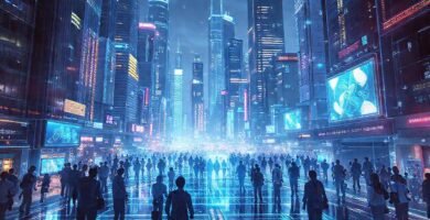 Ciudad futurista interactúa con realidad aumentada