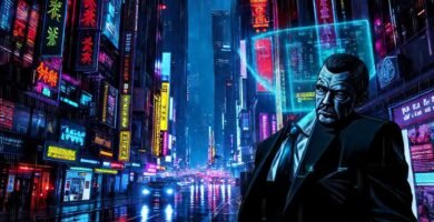 Ciudad cyberpunk vibrante