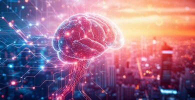 Red neuronal futurista brillante y compleja