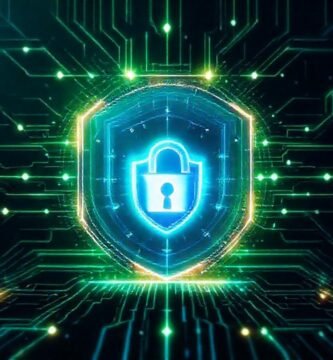 Interfaz futurista azul y verde segura