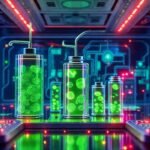 Laboratorio futurista de energía sostenible brillante