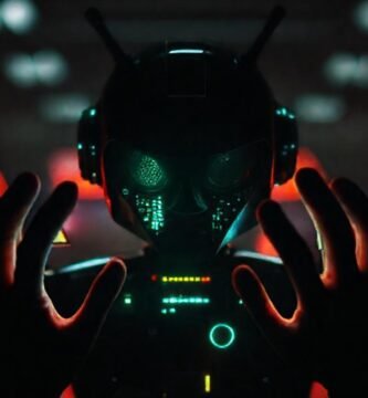 Un androide oscuro emite riesgo digital