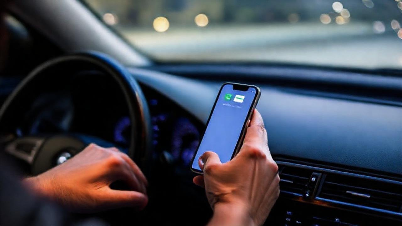 Conducción serena, luz azul enfocada