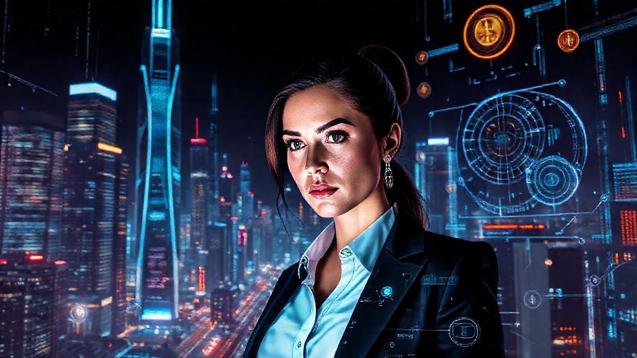 Ciudad futurista con inteligencia artificial segura