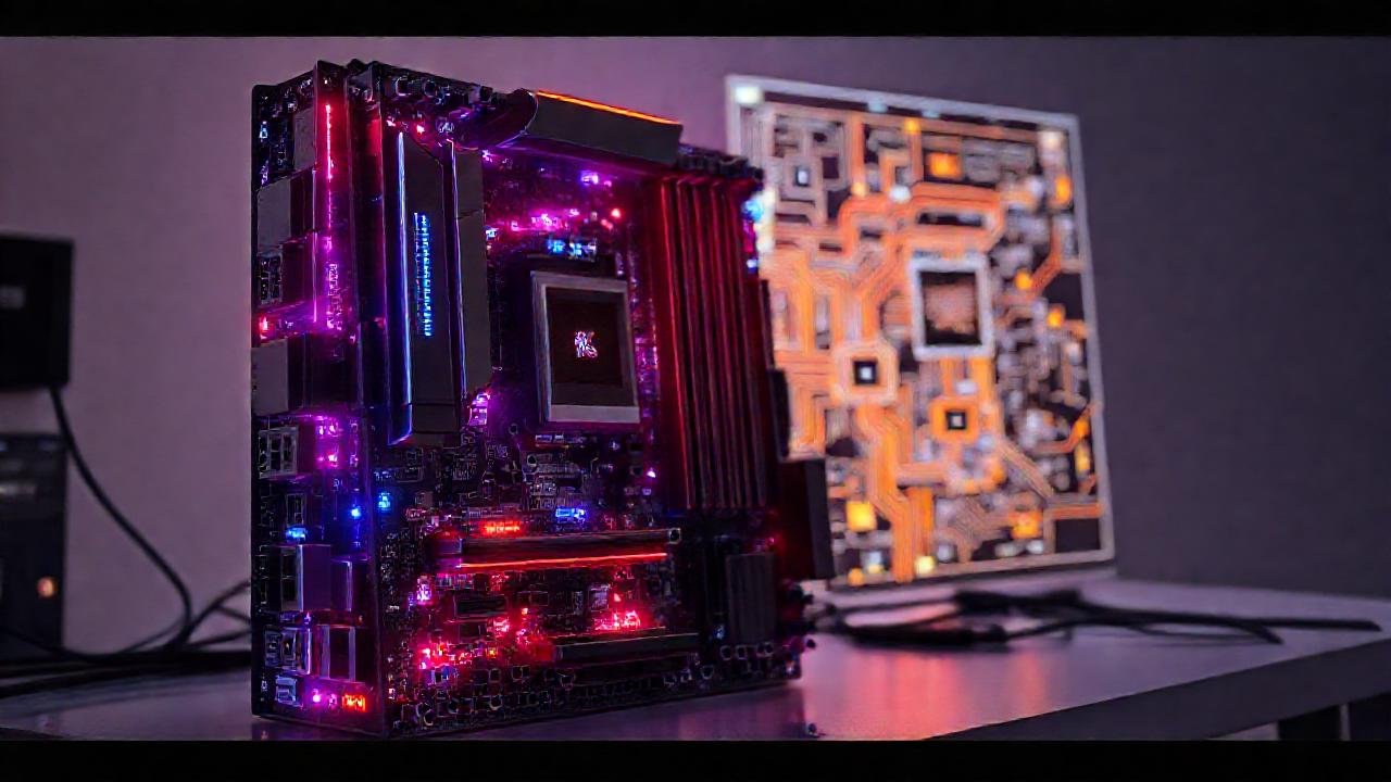 Placa base compleja y futurista