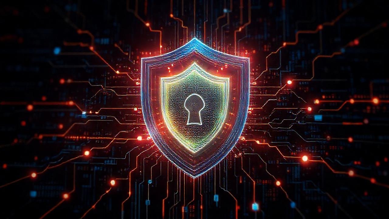 Protección digital abstracta, visualmente impactante