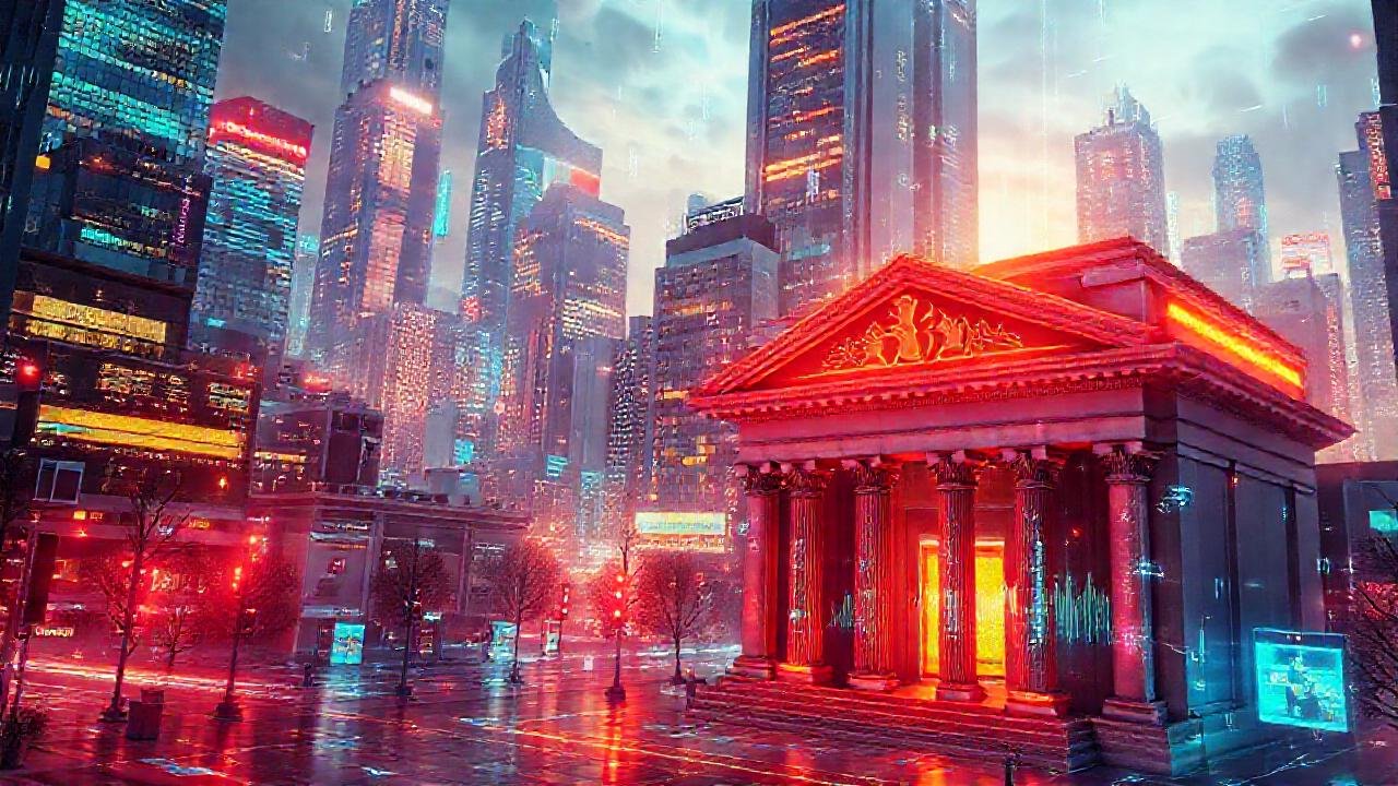 Ciudad futurista y financiera brillante