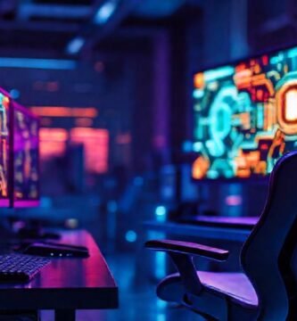 Espacio futurista con tecnología avanzada